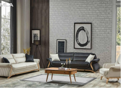 Design Sofagarnitur Polster Sofa Sessel Set Garnitur 3+3+1 3 tlg. Set