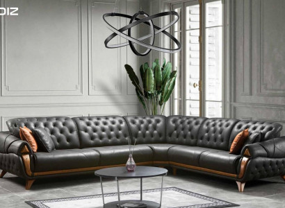 Wohnzimmer Leder Schwarz Sofa Sofas L-Form Sitz Farbe Ecksofa Couch