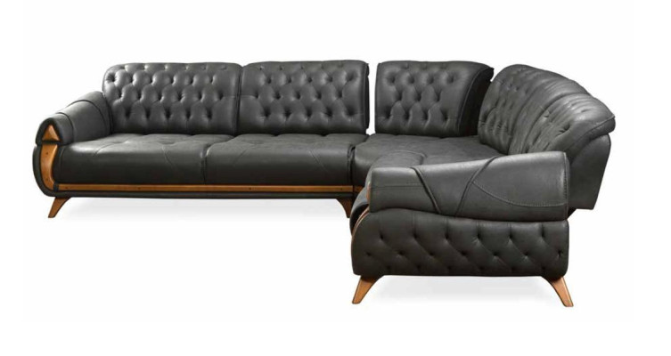 Wohnzimmer Leder Schwarz Sofa Sofas L-Form Sitz Farbe Ecksofa Couch