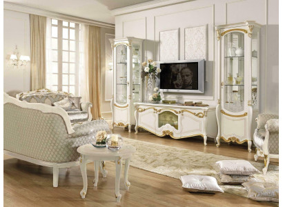 Klassische Wohn Wand Wohnzimmer Vitrine Sideboard RTV Regal Wände Schrank 3tlg.