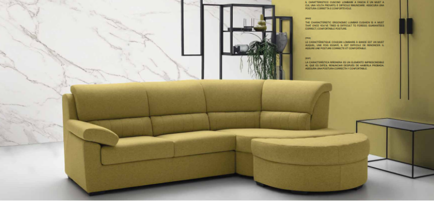 Italien Möbel Textil Gelb Moderne Luxus Ecke Couch L-Form Edel Modern alfitalia