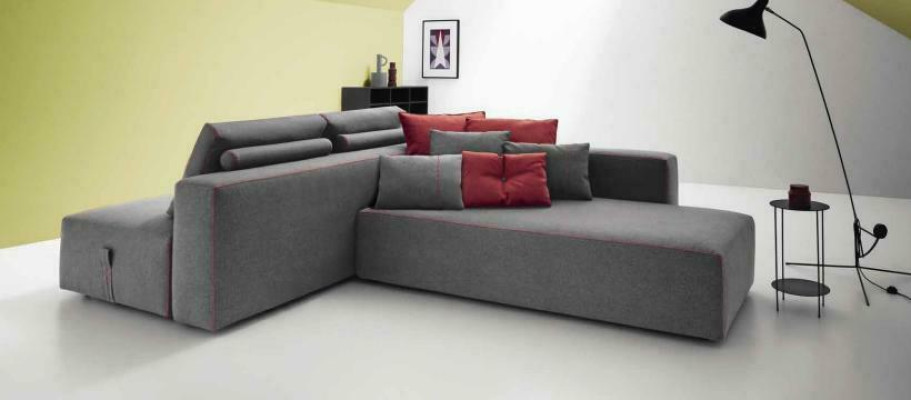 Sofa L-Form Textil Couch Ecke gepolstert Sitz Sofa Wohnzimmer modern alfitalia