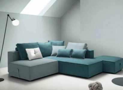 Designer Sofa Couch Ecke Hocker gepolstert Set Wohnraum L-Form Modern alfitalia