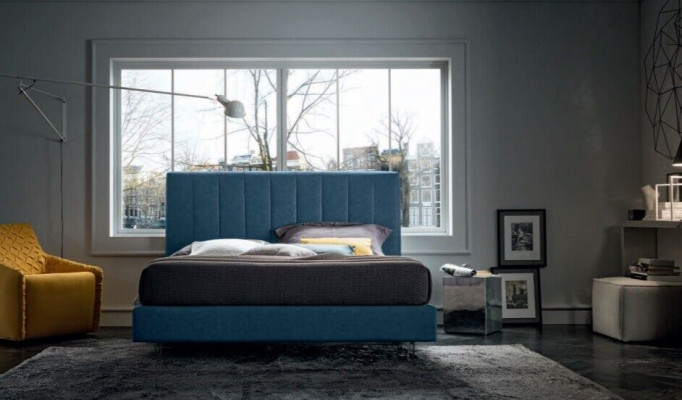 Designer Bett Schlafzimmer Betten Textil Luxus Hotel Stoff Polster Sitz Italien