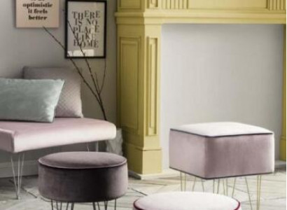 Sitzhocker 3x Hocker Pouf Puff Sitzpouf Textil Stoff Fußhocker Ottomane Italien