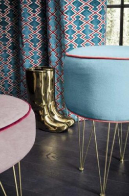 Sitzhocker 3x Hocker Pouf Puff Sitzpouf Textil Stoff Fußhocker Ottomane Italien