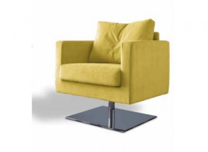 Sessel Stuhl Polster Fernseh TextilGelb Luxus Stoff Design Lounge Club Relax Neu