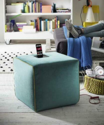 Hocker Ladestation Handy Polsterhocker Sitzhocker Hocker Ottomane Pouf Fußhocker