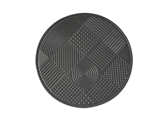 Originaler schwarzer runder Couchtisch mit geschnitzter Tischplatte