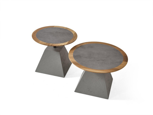 Couchtisch Holz Rund Beistell Design Silber Tisch Möbel Wohnzimmer 