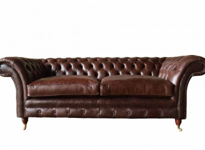 Sofa 3 Sitzer Couch Polster Sofas Couchen Wohnzimmer Chesterfield Leder