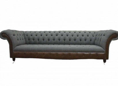 Englische Chesterfield Luxus Textil Sofa 4 Sitzer Sofa Polster Design Stoffsofas