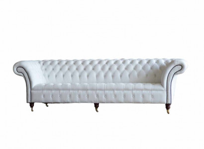 Chesterfield Sofas Design Luxus Weiß Textil Sofa 4 Sitzer Stoff Viersitzer