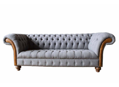 Chesterfield Stoffsofa Luxus Sofa Polster Couch Sitz Grau Textil 