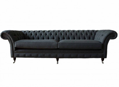 Design Sofa 4 Sitzer Couch Textil Polster Klassische Sofas Chesterfield