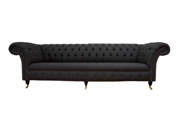 Chesterfield Sofa 4 Sitzer Schwarz Stoff Wohnzimmer Design Couch Polster
