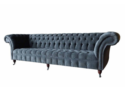 Viersitzer Sofa 4 Sitzer Sofas Modern Grau Design Stoff Chesterfield 