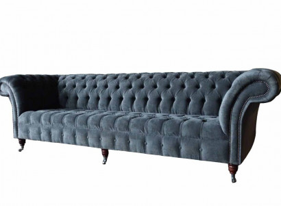 Viersitzer Sofa 4 Sitzer Sofas Modern Grau Design Stoff Chesterfield 