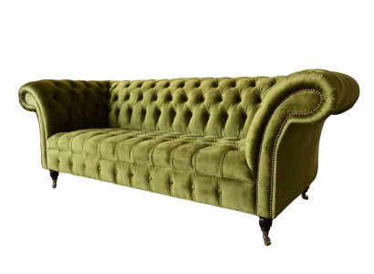 Design Chesterfield Sofa 3 Sitzer Grün Couch Polster Sofas Wohnzimmer
