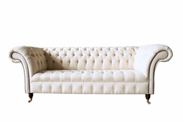 Chesterfield Sofa 3 Sitzer Designer Rosa Couchen Stoff Polster Textil