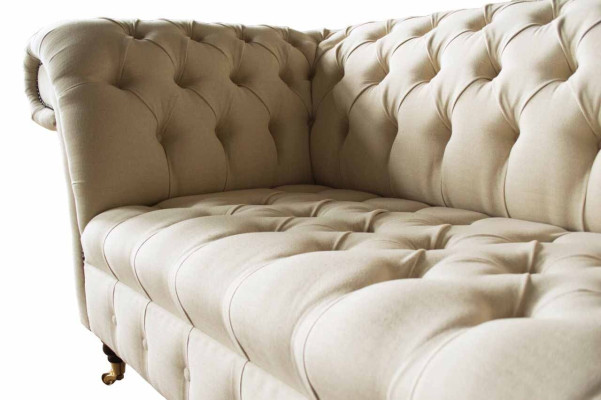 Chesterfield Sofa 3 Sitzer Designer Rosa Couchen Stoff Polster Textil