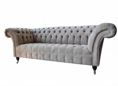 Grau Chesterfield Couch Dreisitzer Sitzpolster Couchen Sofa Möbel Neu