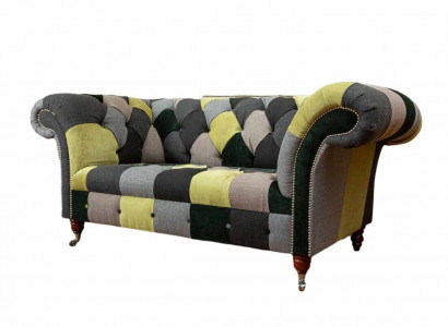Chesterfield Couch Polster 2 Sitzer Design Textil Sofas Couchen Lounge