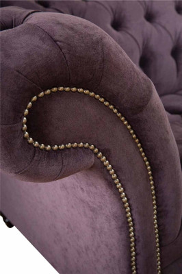 Modern Chesterfield Sofa Couch Polster 3 Sitzer Lila Textil Stoff Sofas Neu