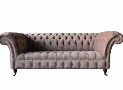 Chesterfield Sofa Couch Polster Design 3 Sitzer Sofas Dreisitzer Lila