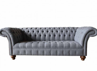Chesterfield 3 Sitzer Couch Polster Sitz Textil Stoff Couchen Sofa Neu