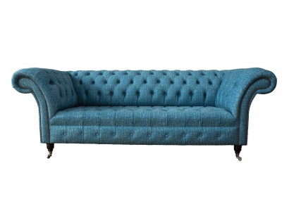 Blauer Dreisitzer Samt Couch Wohnzimmer Couchen Sofa Sitzmöbel Sofa Chesterfield