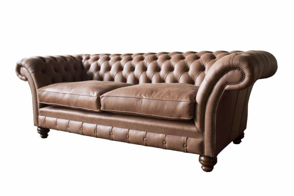Chesterfield Sofa Design Luxus Leder Polster Klassische Sofa 3 Sitzer