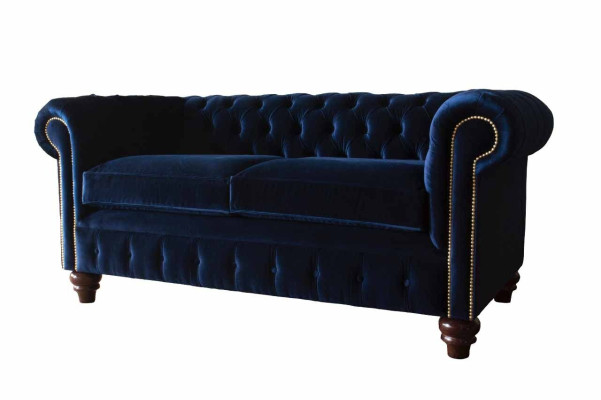 Blaue Chesterfield englisch klassischer Stil Sofa Couch 3 Sitz Polster 230cm