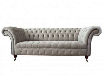 Chesterfield Sofa 3 Sitz Polster Couchen Sofas Couch Dreisitzer Grau Neu