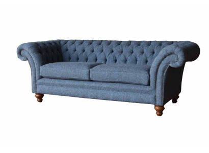 Englische Chesterfield Sofa Couch Büro Möbel Dreisitz Samt 230cm Sofas