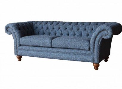 Englische Chesterfield Sofa Couch Büro Möbel Dreisitz Samt 230cm Sofas
