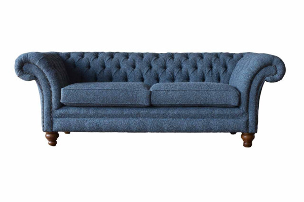 Englische Chesterfield Sofa Couch Büro Möbel Dreisitz Samt 230cm Sofas
