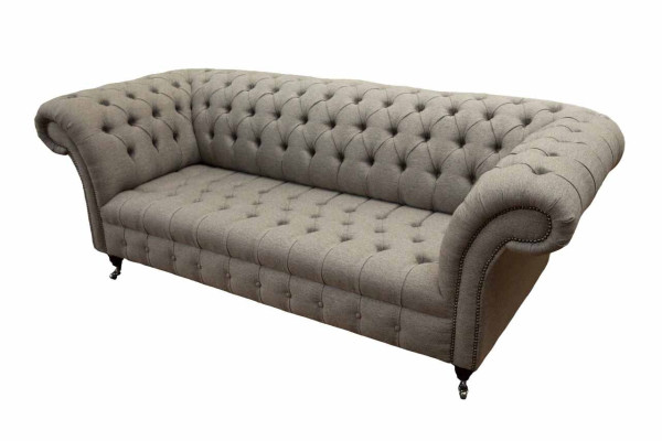 Beige Chesterfield englisch klassischer Stil Sofa Couch 3 Sitz Polster 230cm