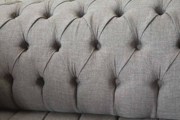 Chesterfield 3 Sitzer Polster Couch Sofa Couchen Textil Modern Stil Grau