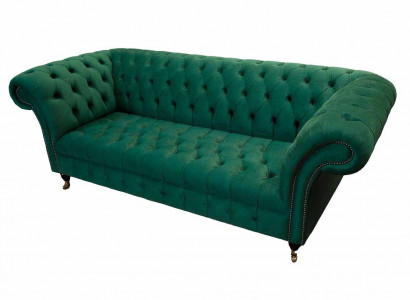 Dreisitzer Sofa 3 Sitzer Luxus Sitz Modern Sofas Grün Stoff Chesterfield