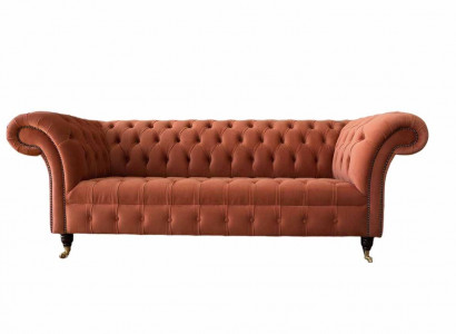 Luxus Chesterfield 3 Sitzer Couch Polster Textil Couchen Stoff Sofa Neu