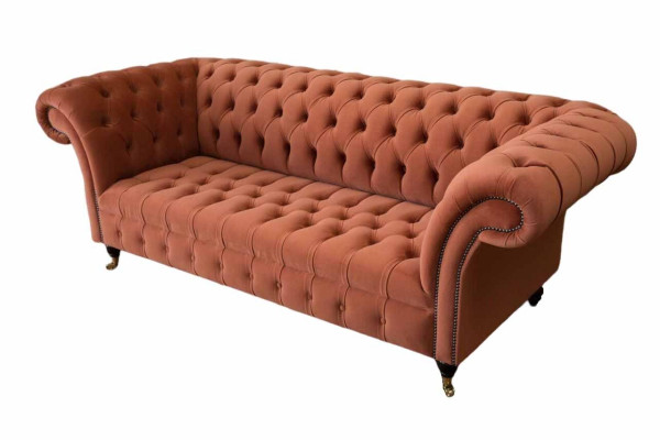 Luxus Chesterfield 3 Sitzer Couch Polster Textil Couchen Stoff Sofa Neu