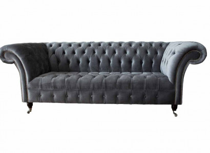 Chesterfield 3 Sitzer Design Sofa Polster Sofas Couchen Textil Dreisitzer