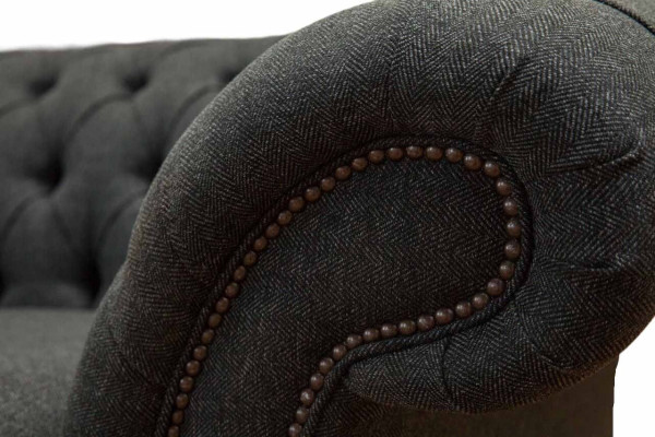 Chesterfield Textil Polster Design Sofa Luxus Couch Grau Sofa 3 Sitzer