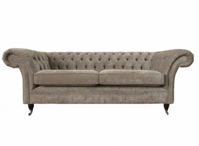 Dreisitzer Chesterfield Sofa 3 Sitz Sofas Grau Stoff Wohnzimmer Luxus