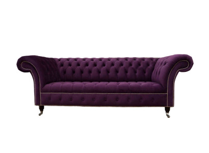 Lila Chesterfield Sofa 3 Sitzer Chesterfield Designer Couch Textil Stoff