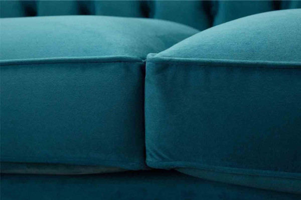 Chesterfield Dreisitzer Blau Stoff Wohnzimmer Design Polster Sofa