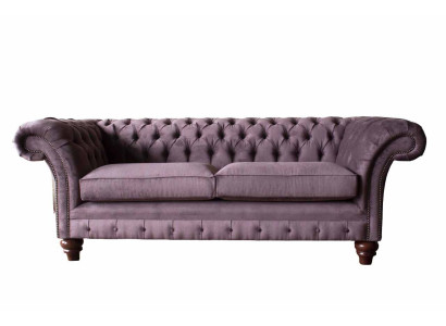 Chesterfield Lila Sofa 3 Sitzer Wohnzimmer Stoff Couch Polster Sofas