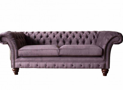 Chesterfield Lila Sofa 3 Sitzer Wohnzimmer Stoff Couch Polster Sofas