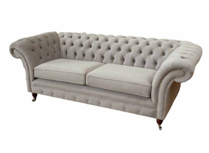 Chesterfield 3 Sitz Relax Lounge Sofa Textil Polster Couch Stoff Couchen